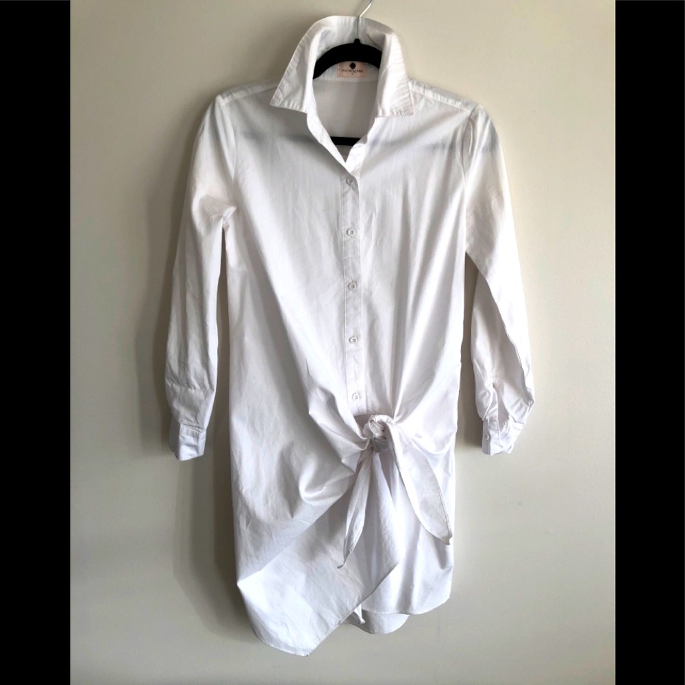 White Tie Front Shirt Dress Size XS/S